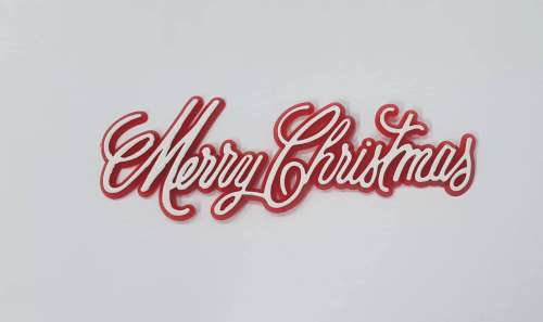 Merry Christmas Script Motto - Red/White - Click Image to Close
